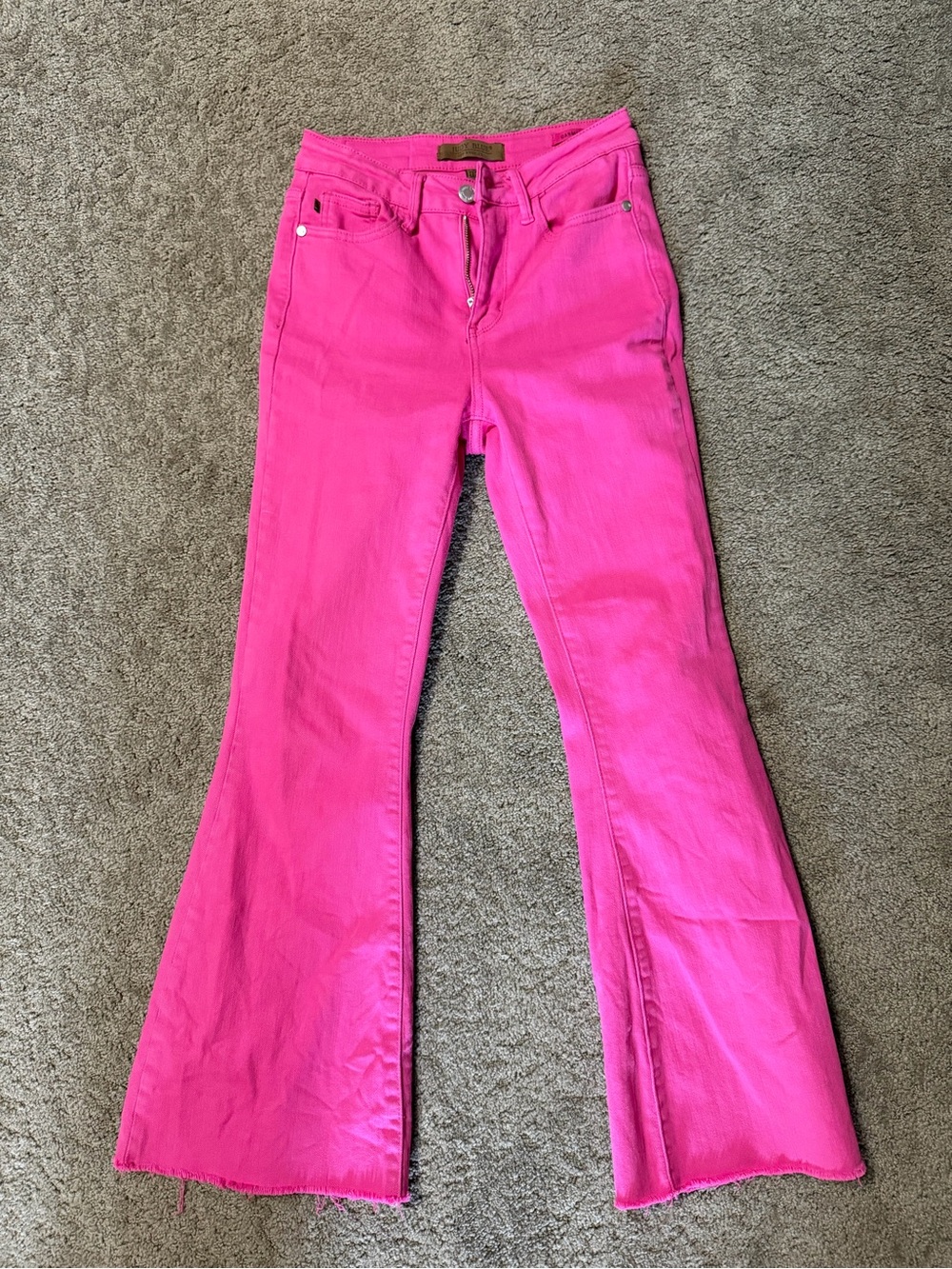 Judy Blue Vibrant Hot Pink Wide-Leg Flare Jeans